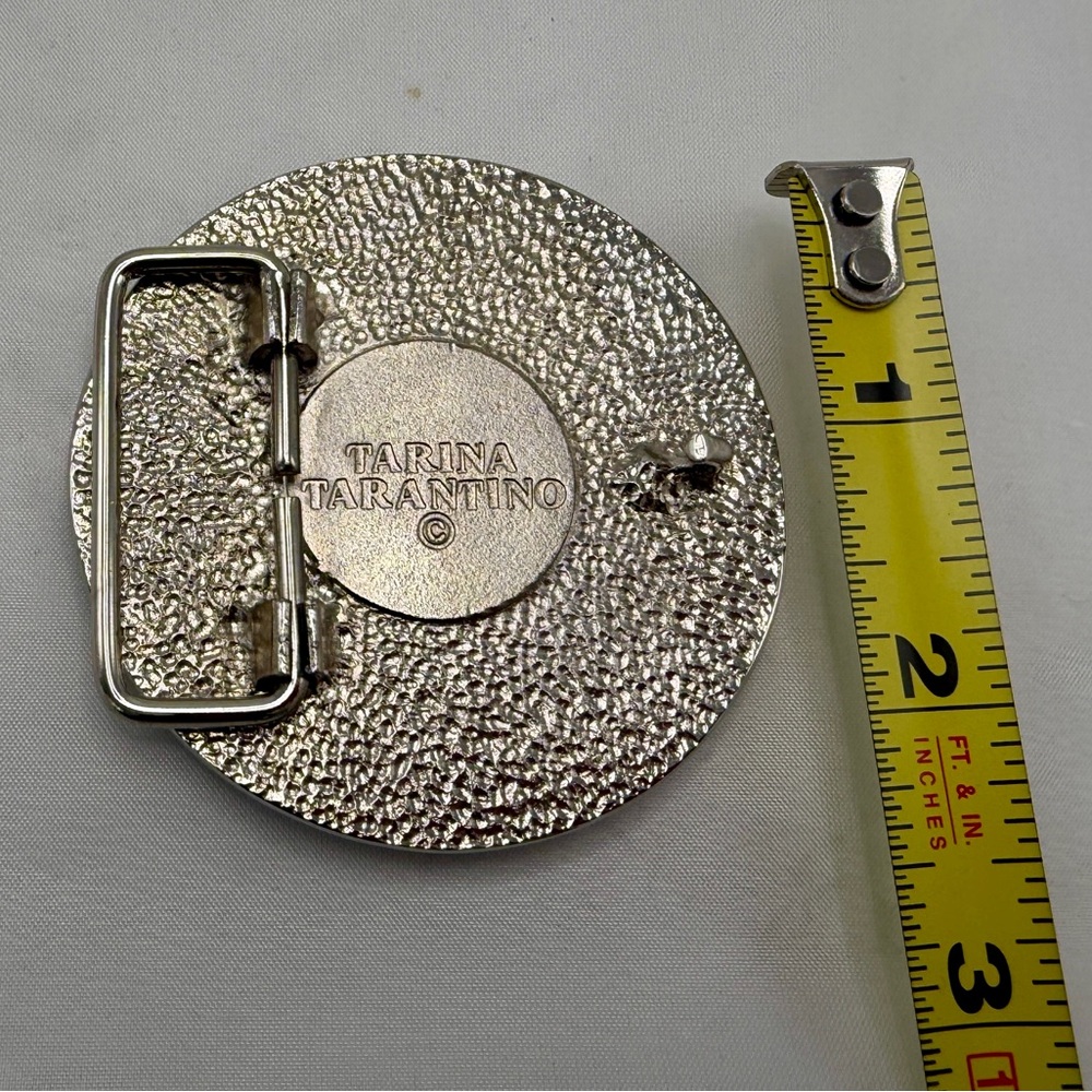 Tarina Tarantino Vintage Pink Silver Crystal Hello Kitty Belt Buckle NEW - Picture 3 of 3